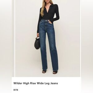 Reformation Dark Blue Flare & Wide Leg Jeans